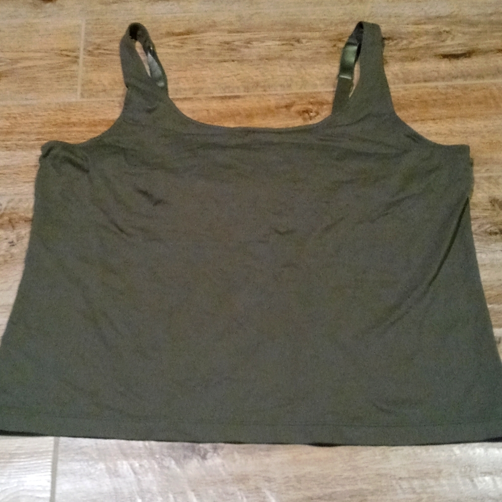 Chico's tank top with built in shelf. Size 3 dark olive green